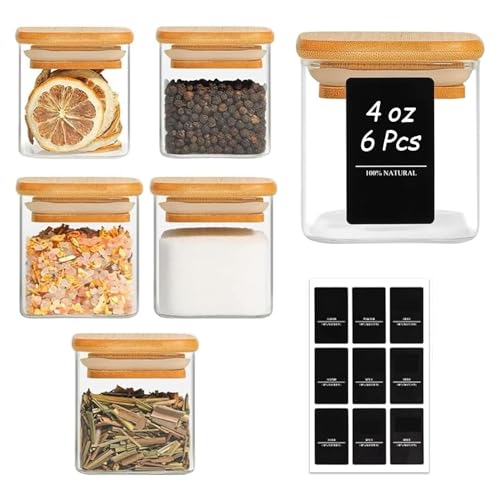 12-Piece Glass Spice Jar Set with Bamboo Lids