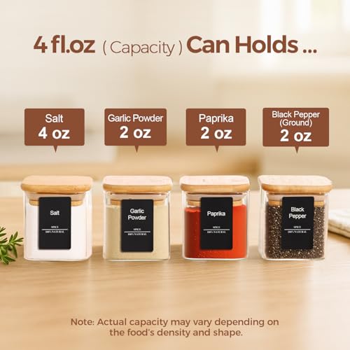 12-Piece Glass Spice Jar Set with Bamboo Lids