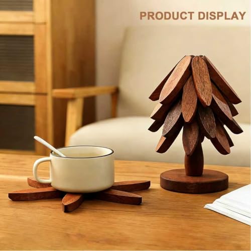 5-Piece Foldable Bamboo Trivet Set