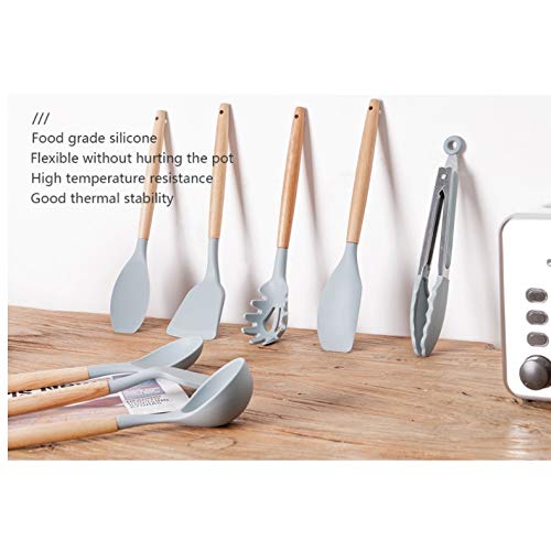 12-Piece Silicone Kitchen Utensil Set with Wooden Handles & Holder