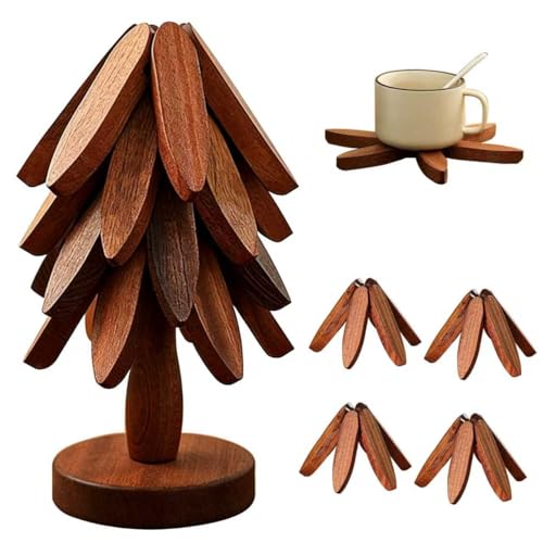 5-Piece Foldable Bamboo Trivet Set