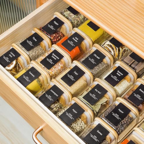 12-Piece Glass Spice Jar Set with Bamboo Lids