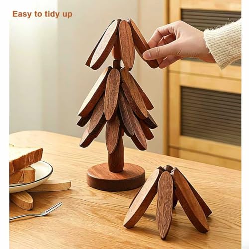5-Piece Foldable Bamboo Trivet Set