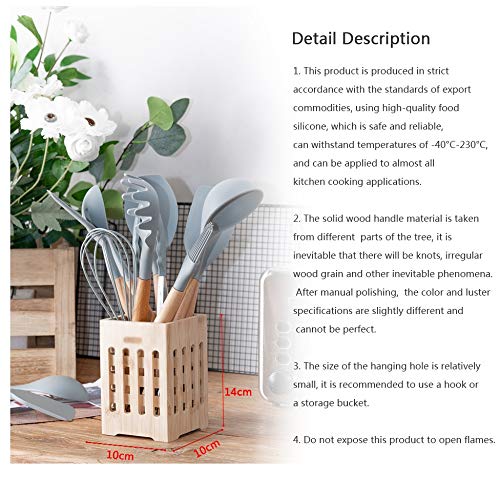 12-Piece Silicone Kitchen Utensil Set with Wooden Handles & Holder