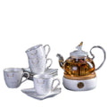 Porcelain Coffee Cup & Saucer Set for 4