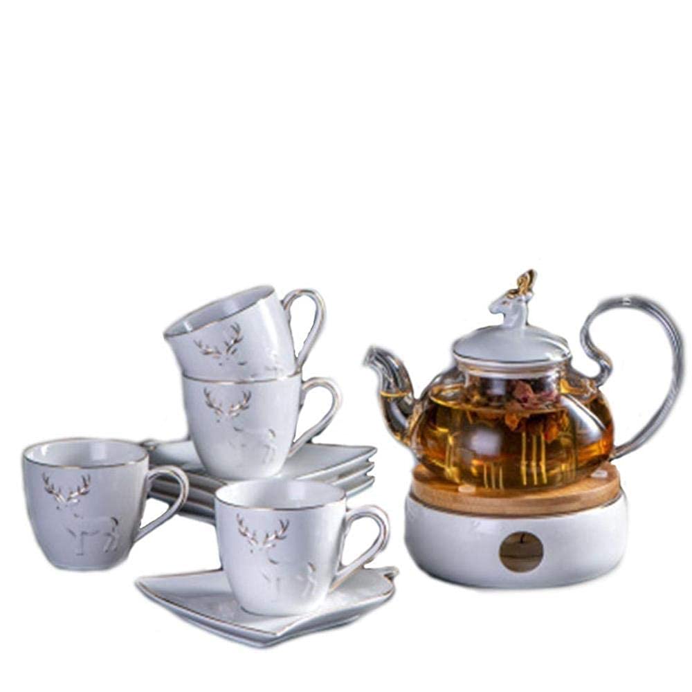 Porcelain Coffee Cup & Saucer Set for 4