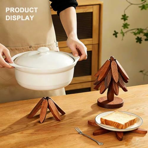 5-Piece Foldable Bamboo Trivet Set