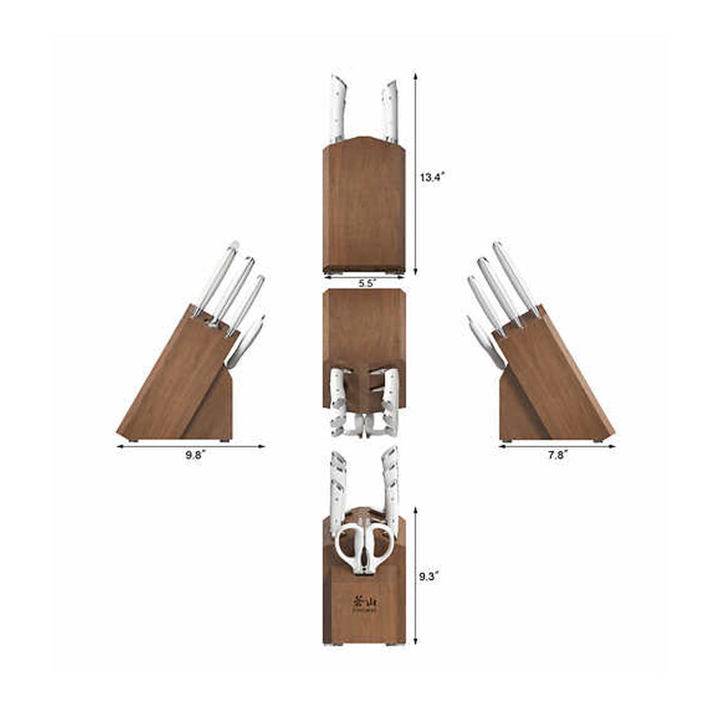 8-Piece German Steel Knife Block Set with Acacia Block