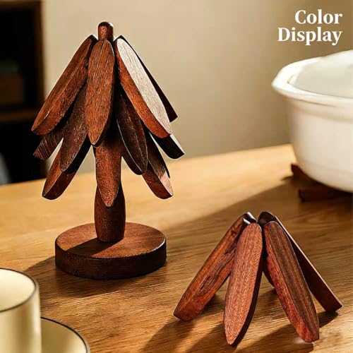 5-Piece Foldable Bamboo Trivet Set