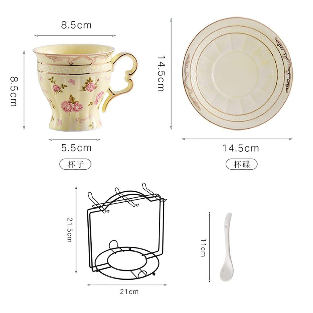 Bone China Coffee Cup & Saucer Set with Spoons