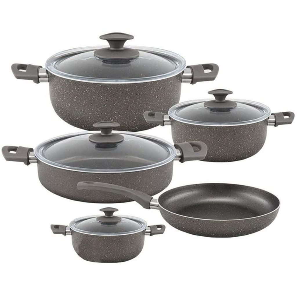 9-Piece Granite Cookware Set (Black)