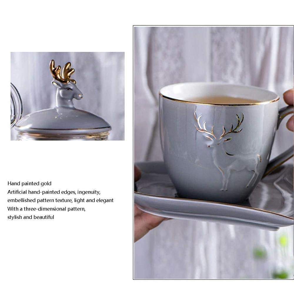 Porcelain Coffee Cup & Saucer Set for 4