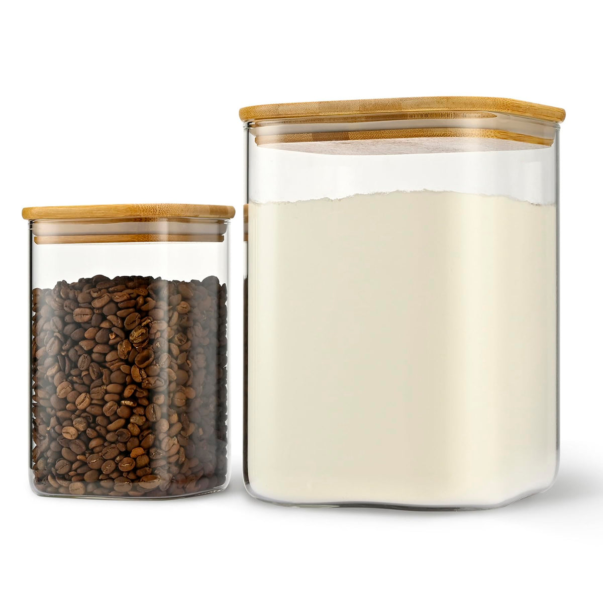 D2scrma Airtight Glass Square Storage Containers with Bamboo Lids