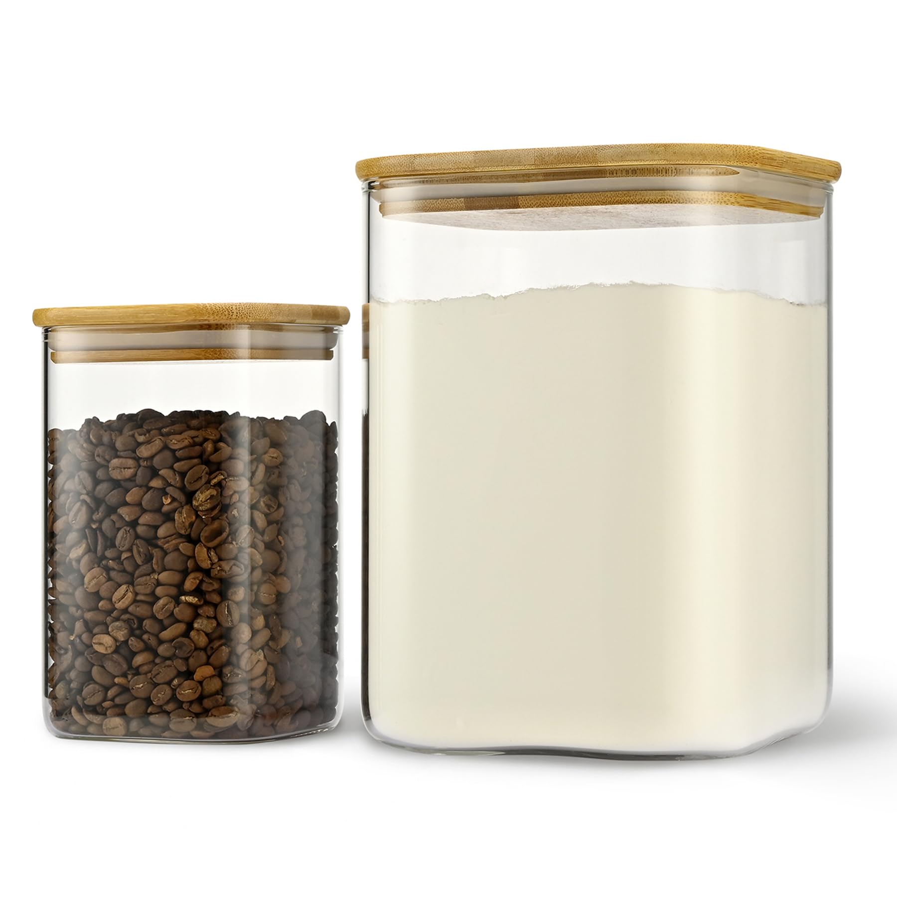 D2scrma Airtight Glass Square Storage Containers with Bamboo Lids