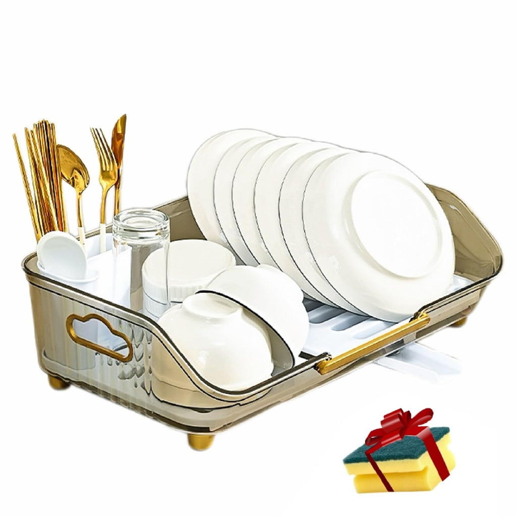 17-Inch Plastic Dish Drying Rack with Drainboard