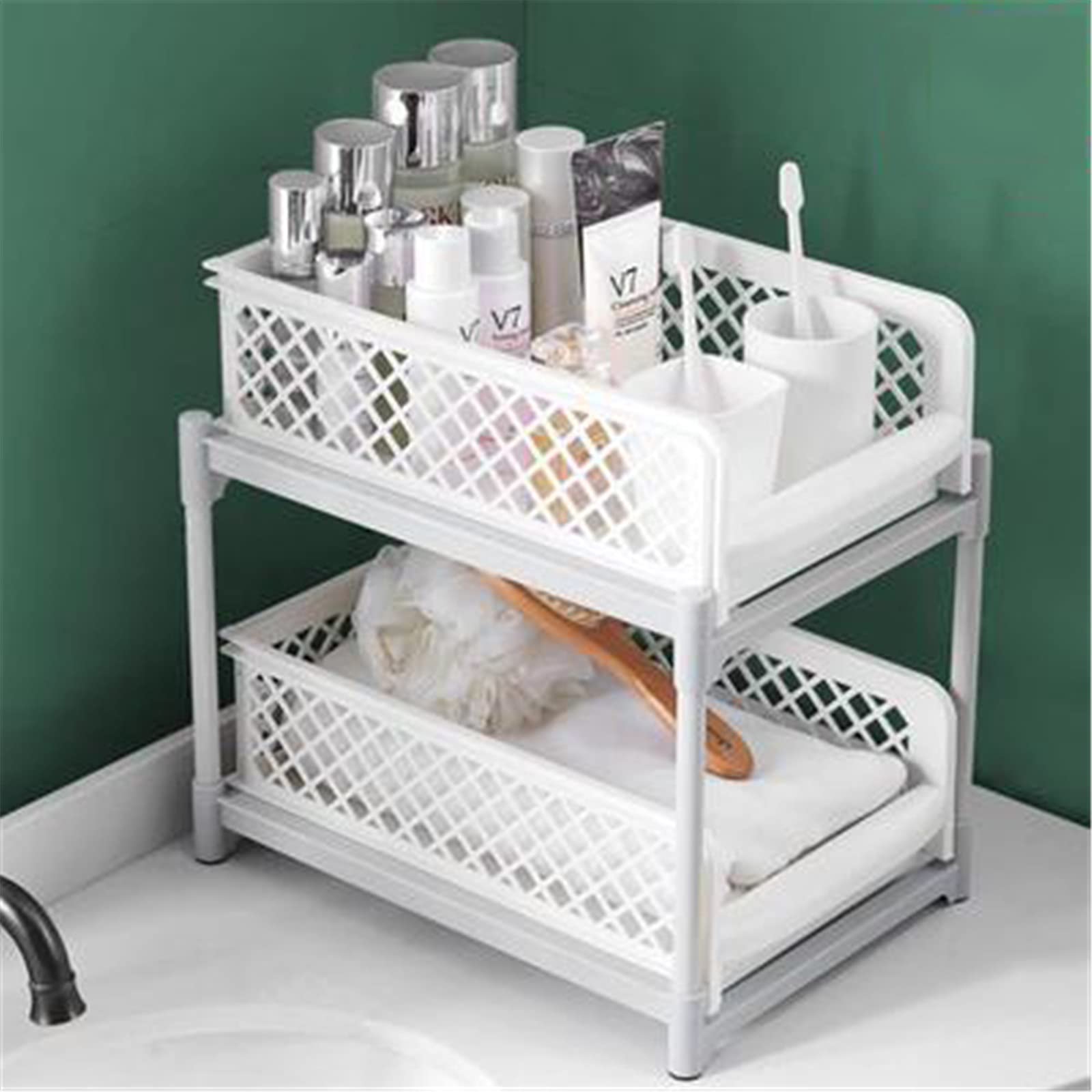 2-Tier Sliding Under Sink Storage Organizer