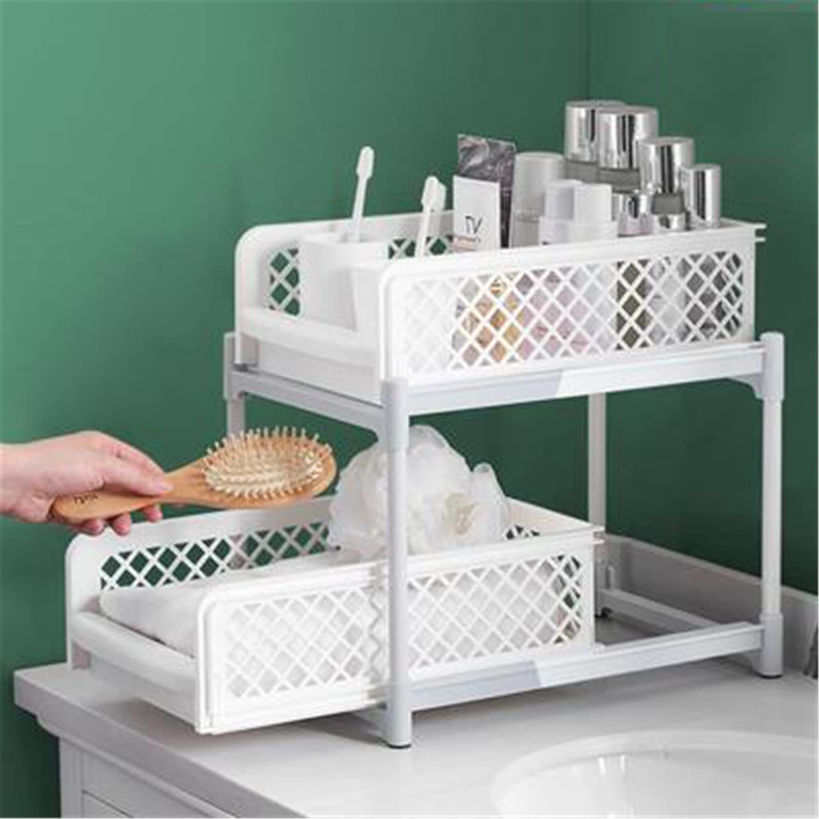 2-Tier Sliding Under Sink Storage Organizer