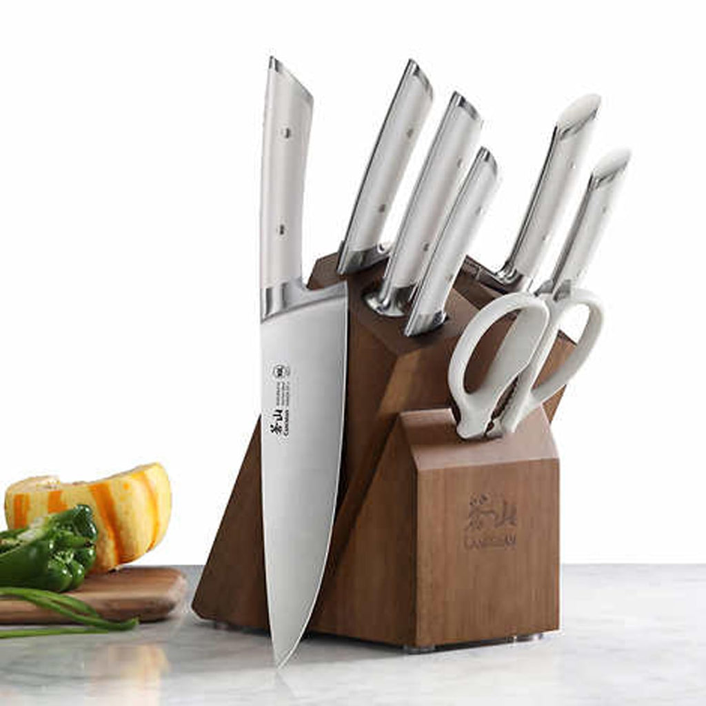 8-Piece German Steel Knife Block Set with Acacia Block