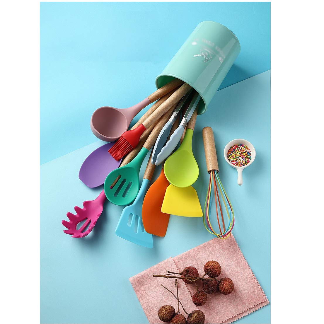 15-Piece Silicone Kitchen Utensil Set with Holder