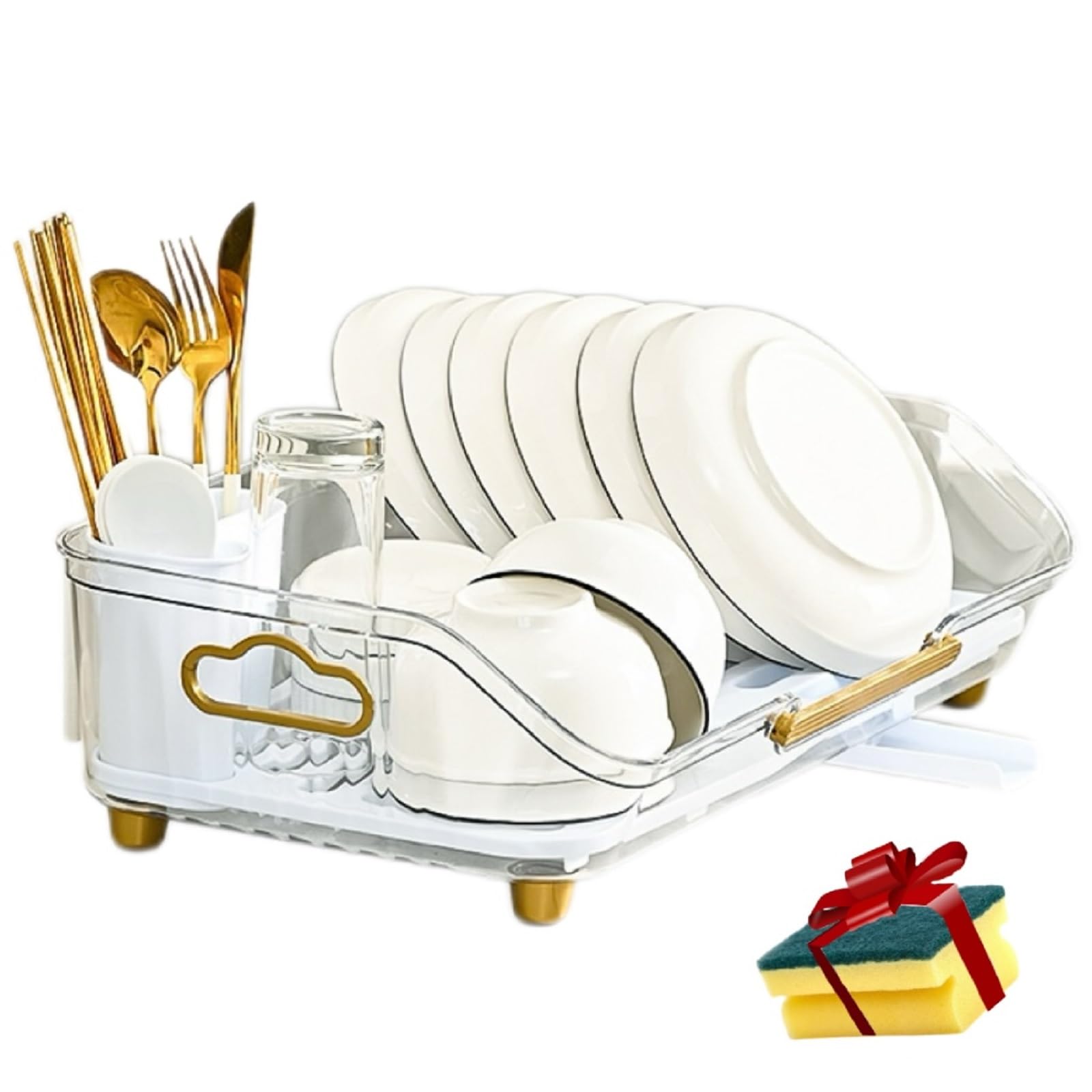 17-Inch Plastic Dish Drying Rack with Drainboard