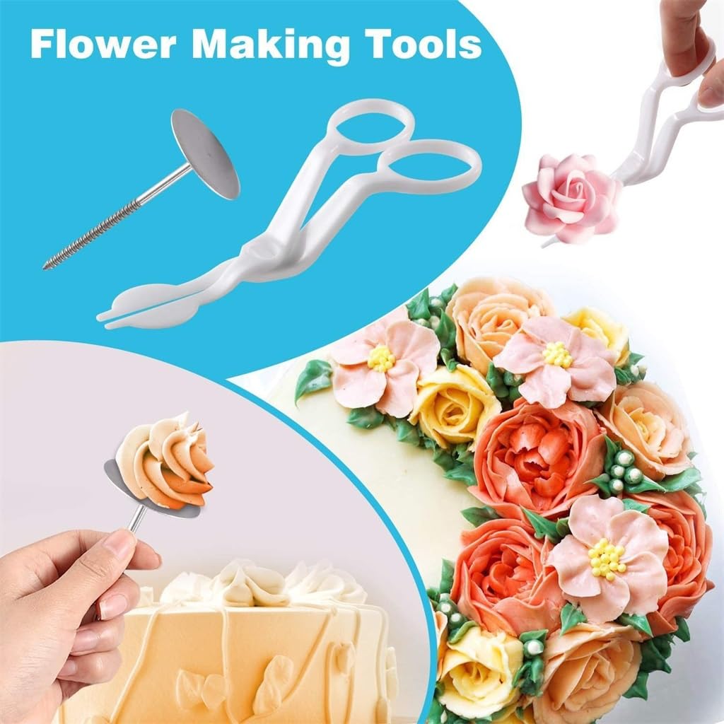 89 piece set of decorative baking tools set, cake rotary table, decorative nozzle, spatula, and egg beater