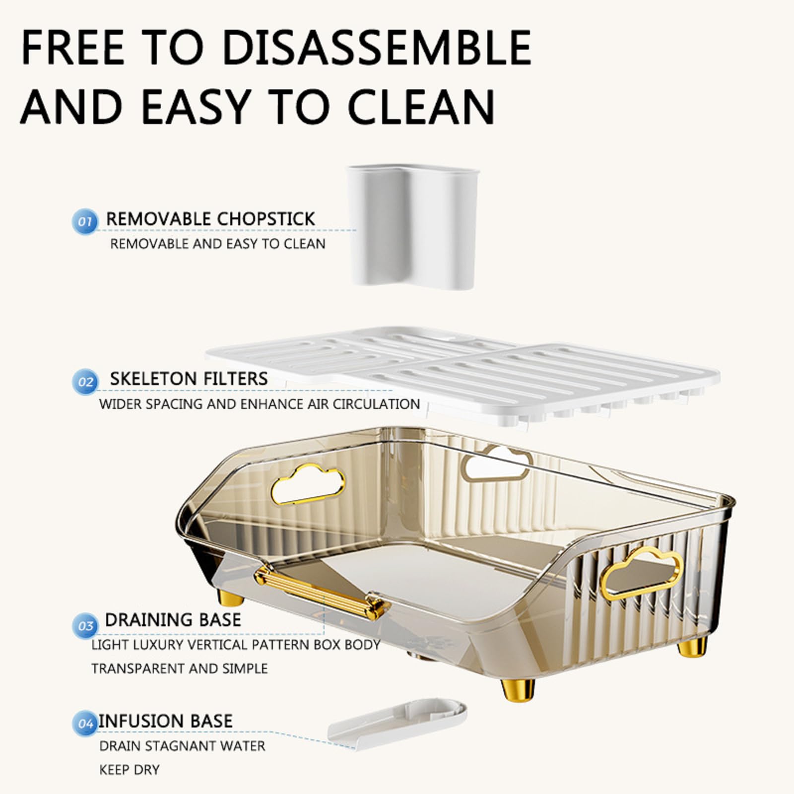 17-Inch Plastic Dish Drying Rack with Drainboard