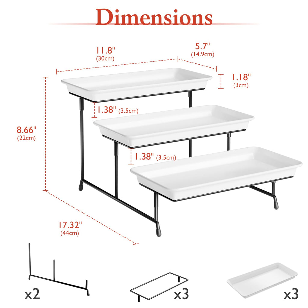 Bumusty 3-Tier Melamine Serving Tray Set