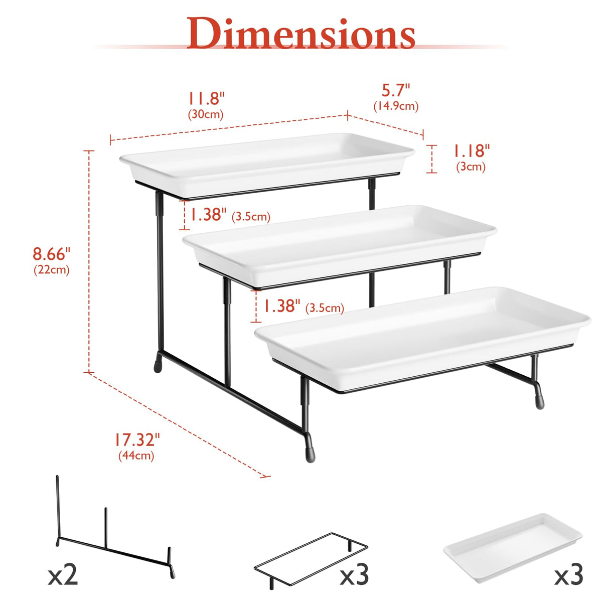 Bumusty 3-Tier Melamine Serving Tray Set
