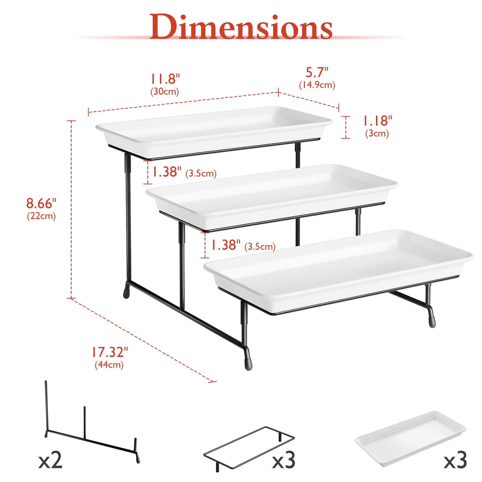 Bumusty 3-Tier Melamine Serving Tray Set
