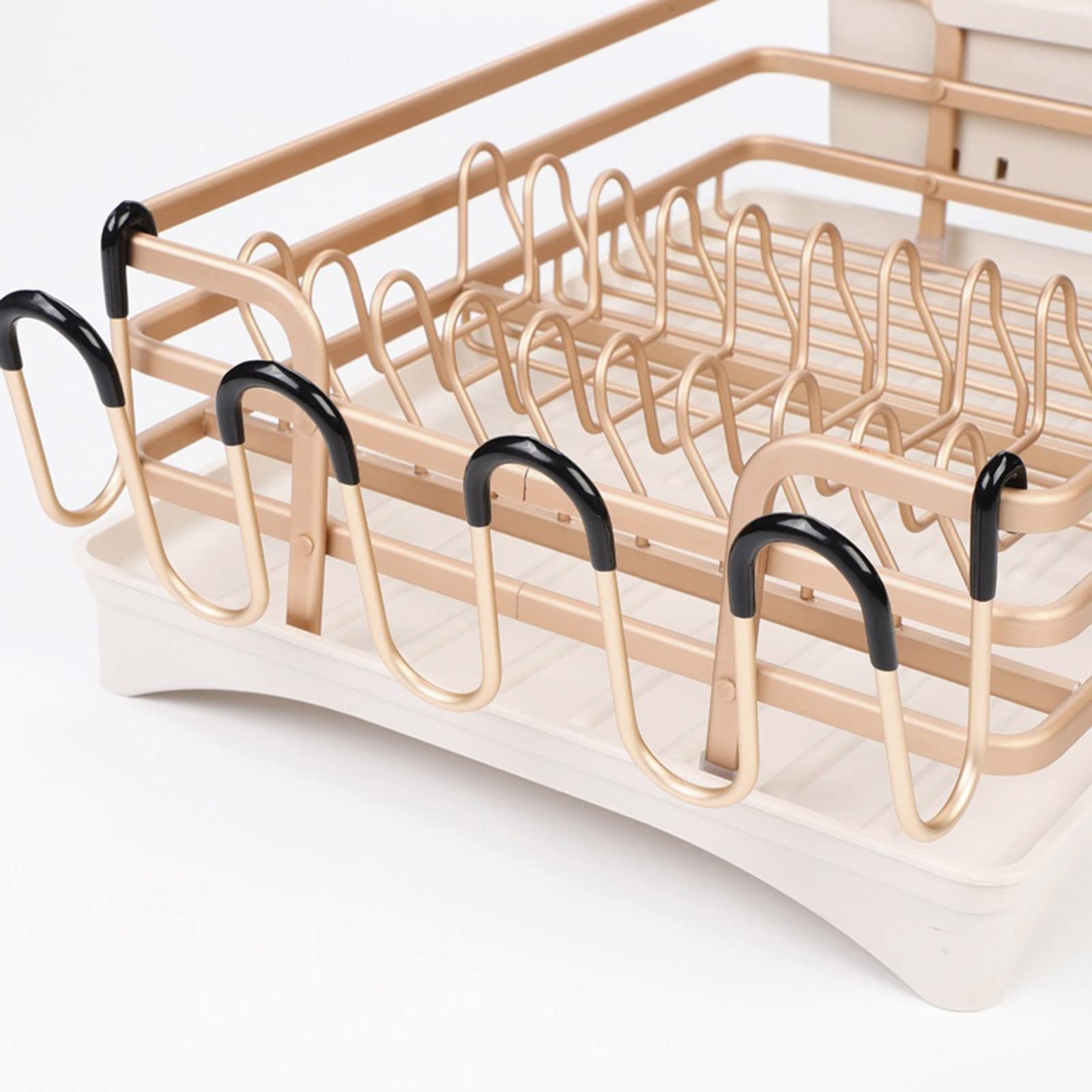 Aluminum Dish Drying Rack with Cutlery & Knife Holder
