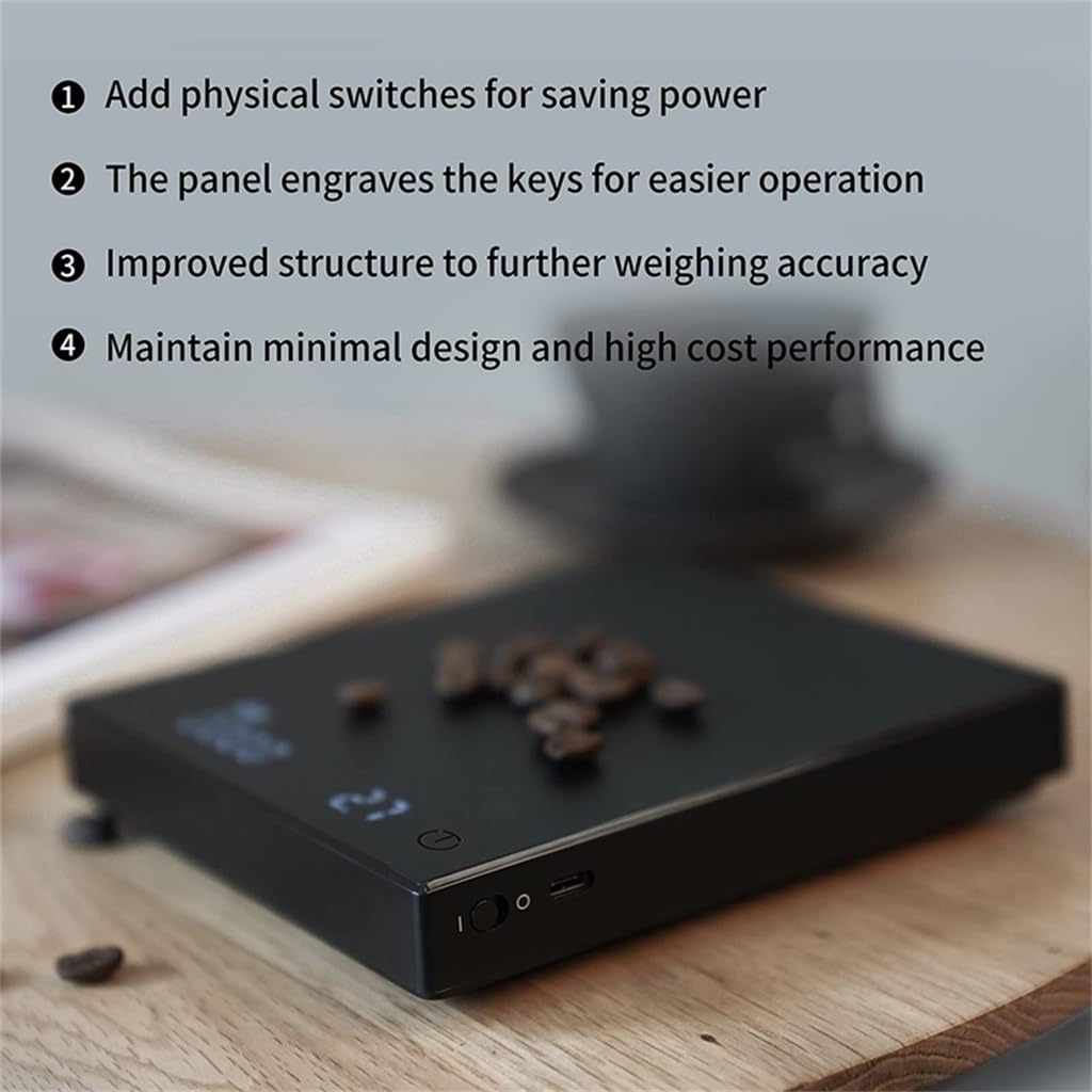 Black Basic+ Electronic Coffee Scale Built-in Auto Timer Digital Espresso Smart Kitchen 2kg