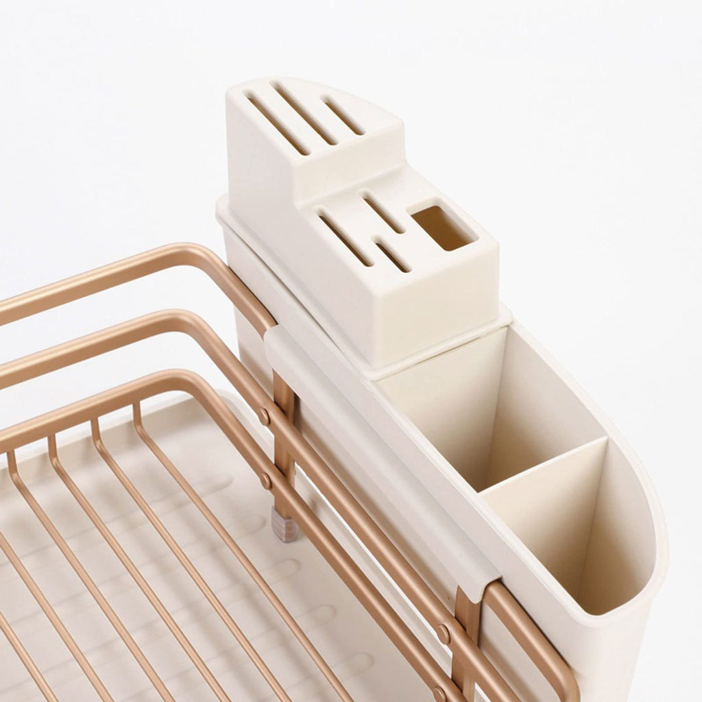 Aluminum Dish Drying Rack with Cutlery & Knife Holder