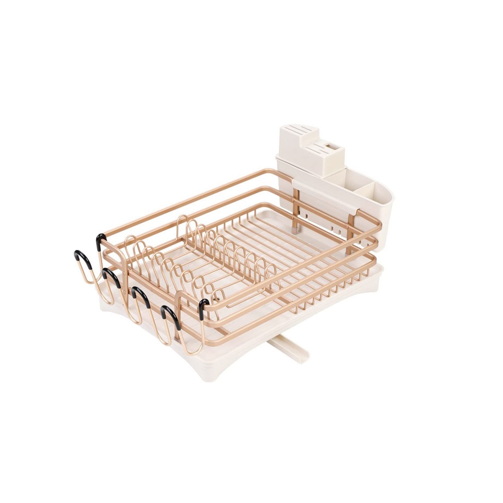 Aluminum Dish Drying Rack with Cutlery & Knife Holder