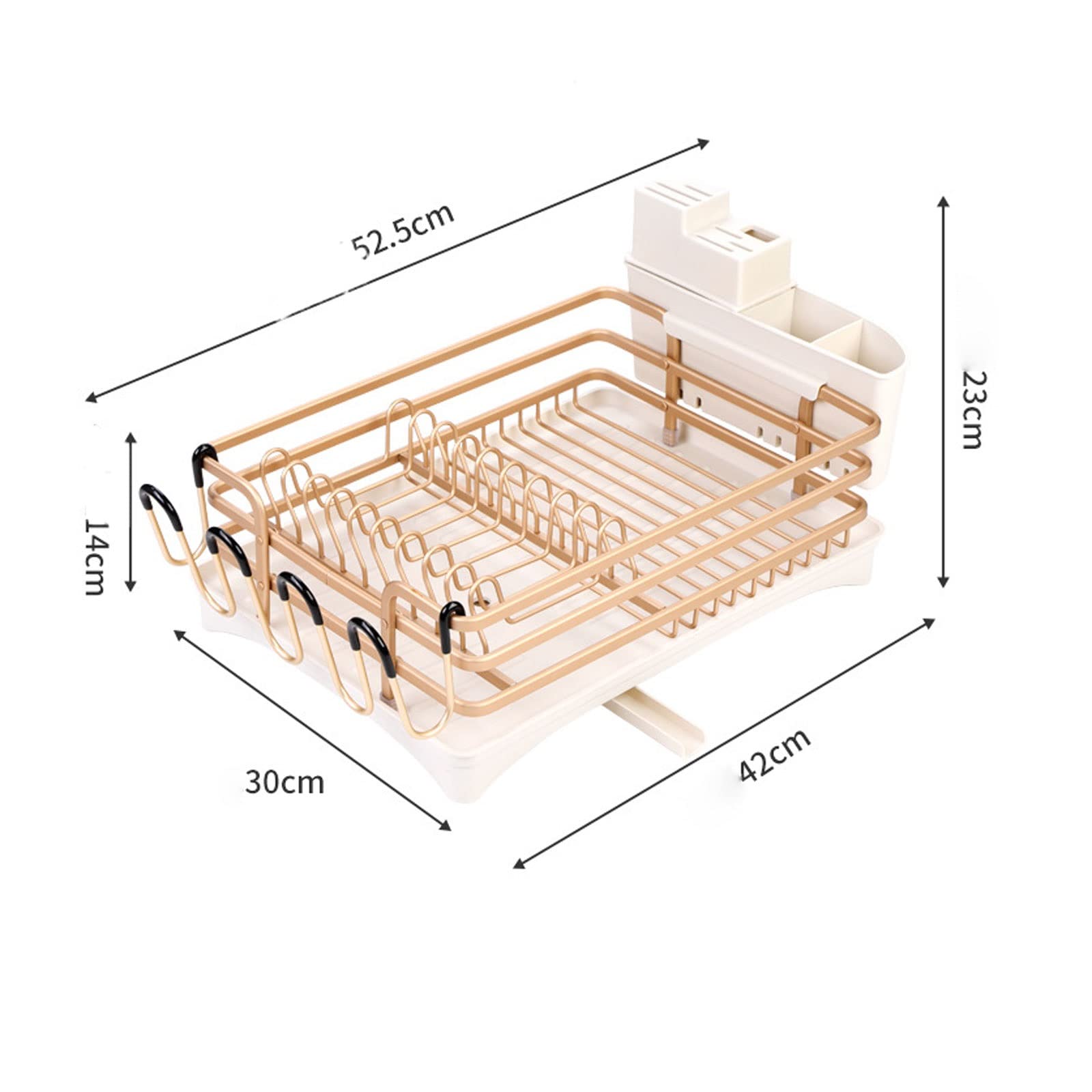 Aluminum Dish Drying Rack with Cutlery & Knife Holder