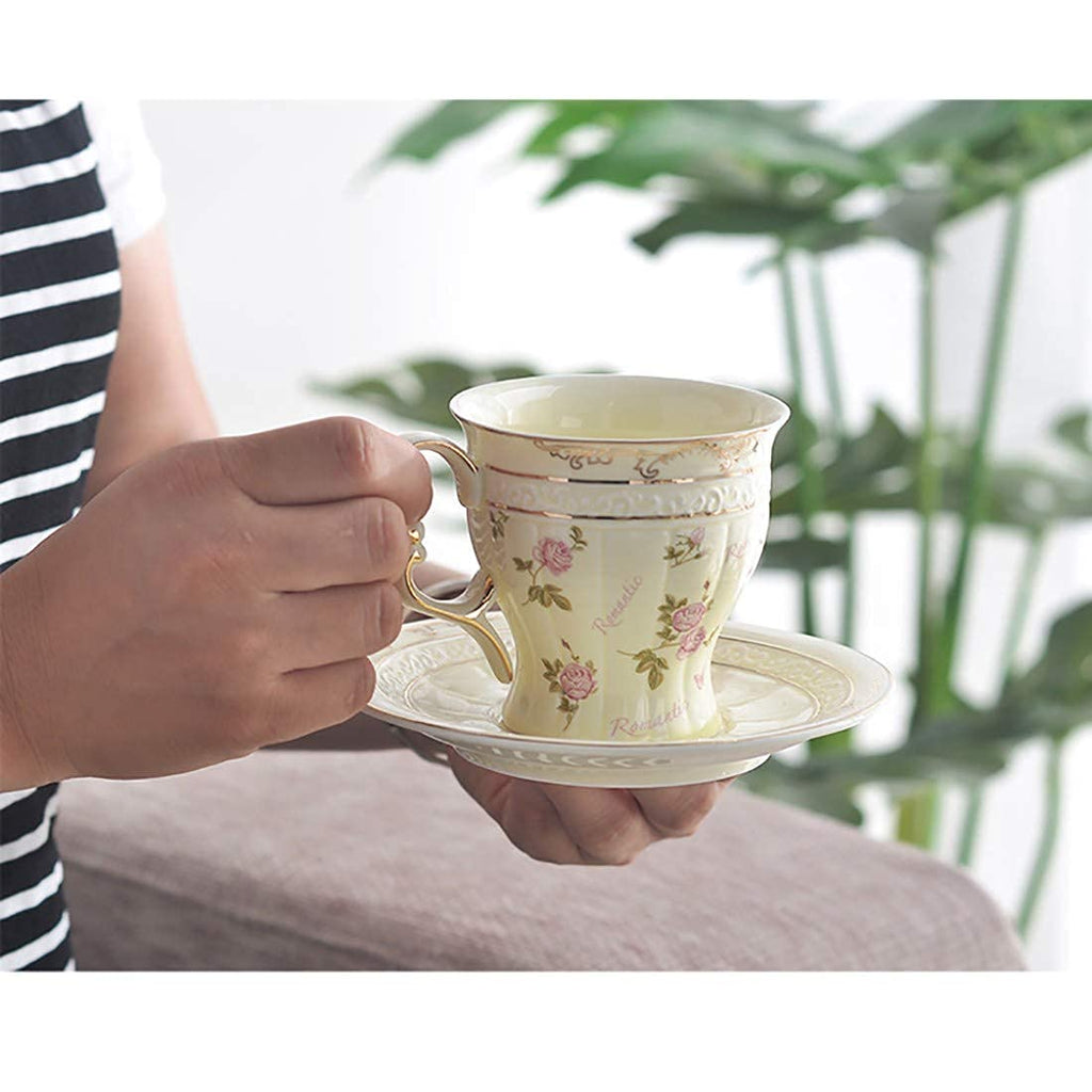 Bone China Coffee Cup & Saucer Set with Spoons