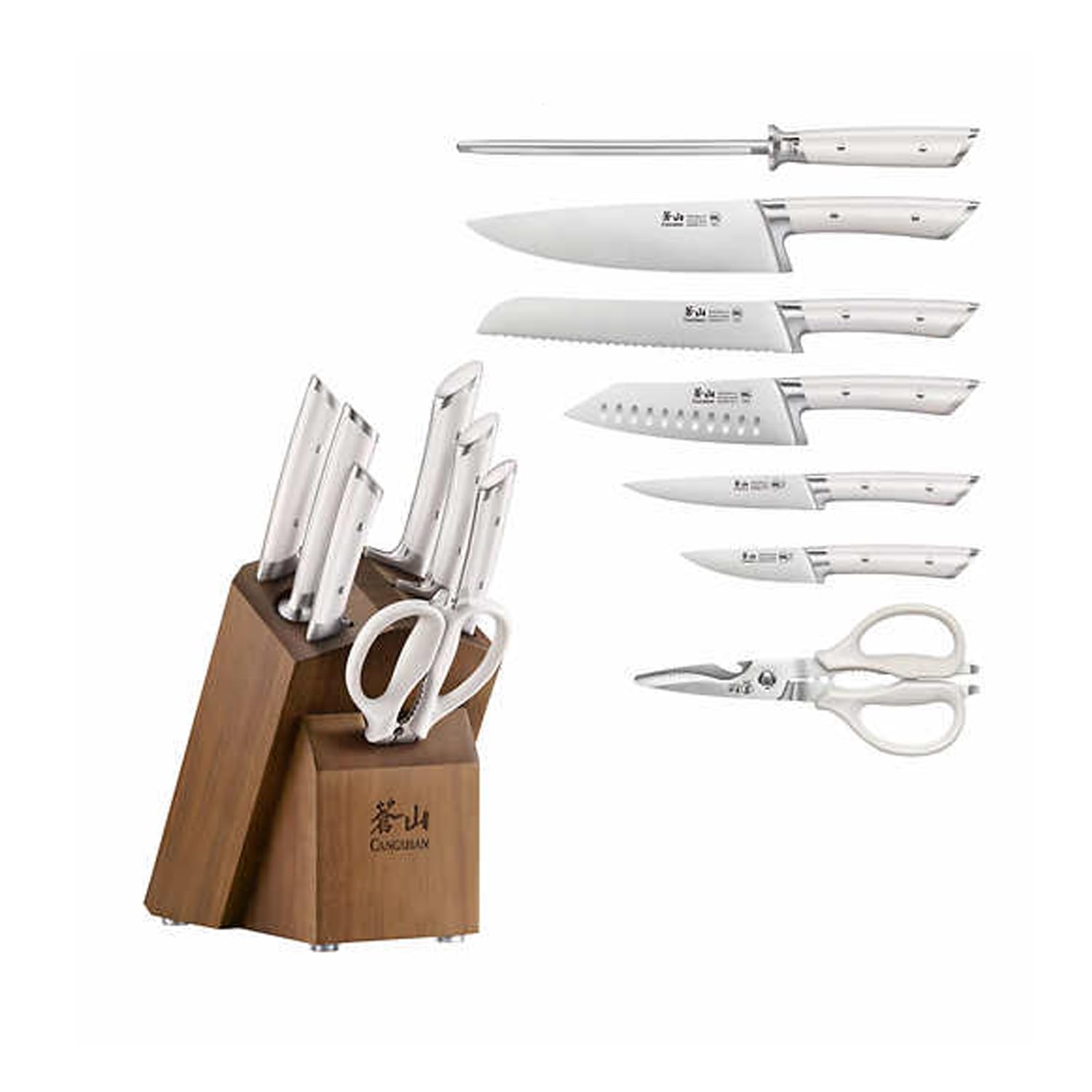 8-Piece German Steel Knife Block Set with Acacia Block