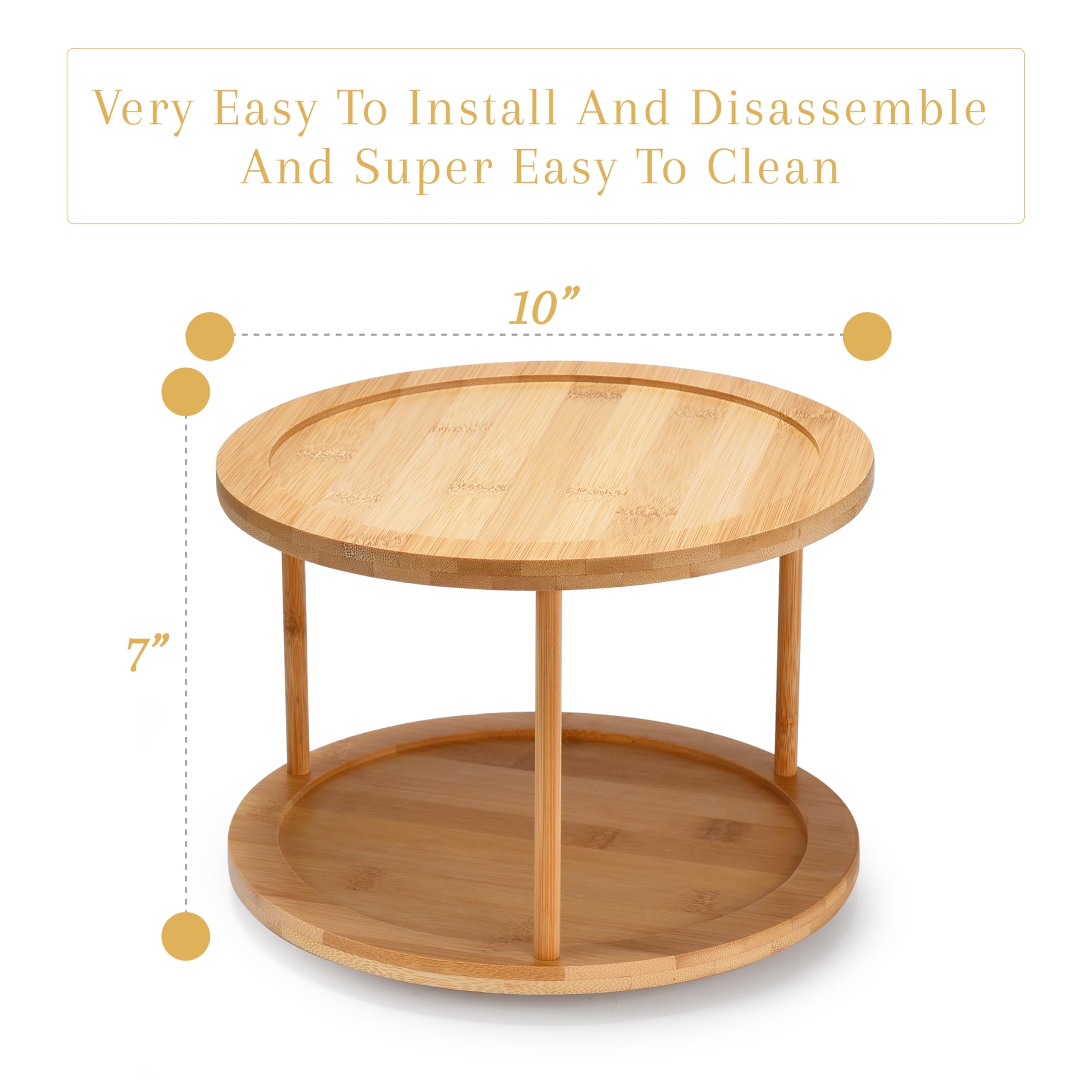 2-Tier Bamboo Lazy Susan Spice Rack (10")