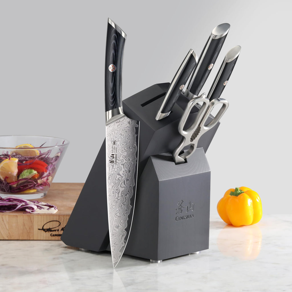 6-Piece Damascus Steel Knife Block Set