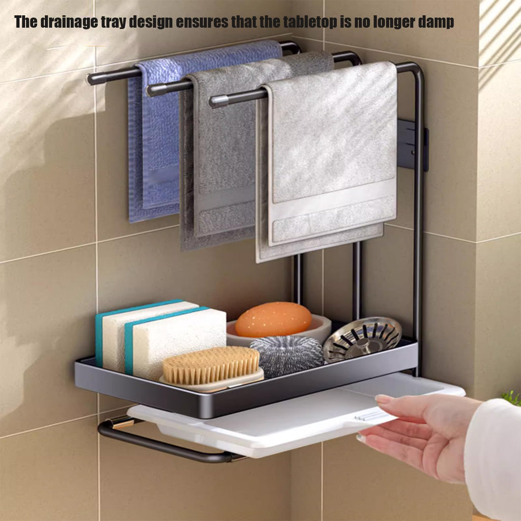 Wall-Mounted Kitchen Sponge & Dish Rack Organizer