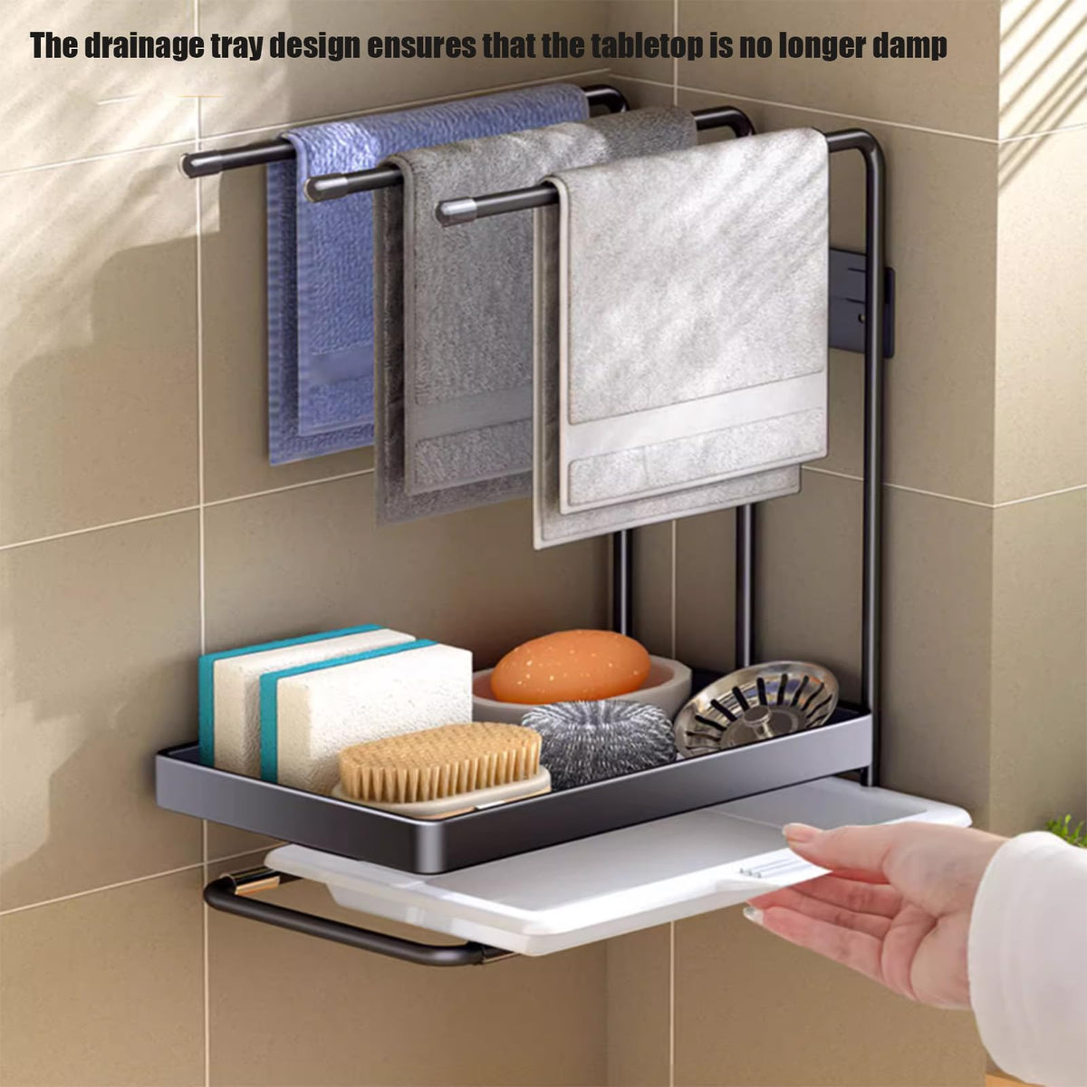 Wall-Mounted Kitchen Sponge & Dish Rack Organizer