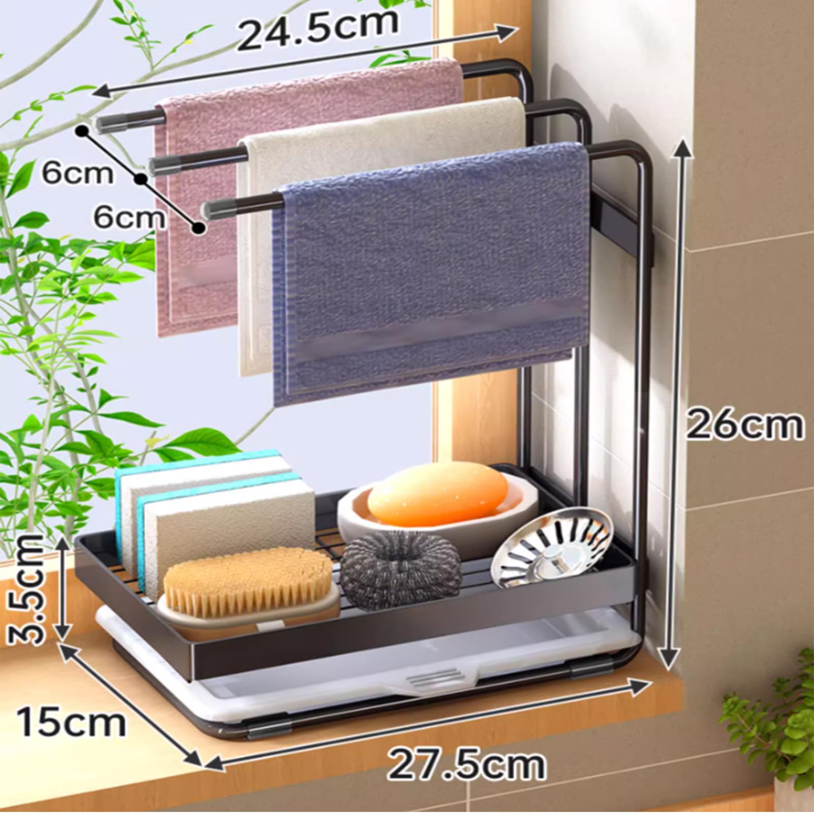 Wall-Mounted Kitchen Sponge & Dish Rack Organizer