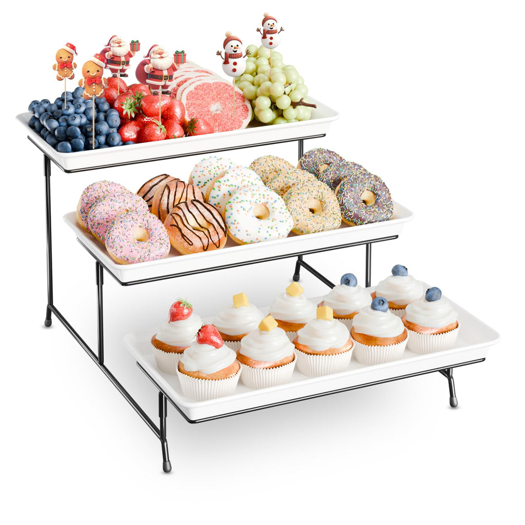 Bumusty 3-Tier Melamine Serving Tray Set