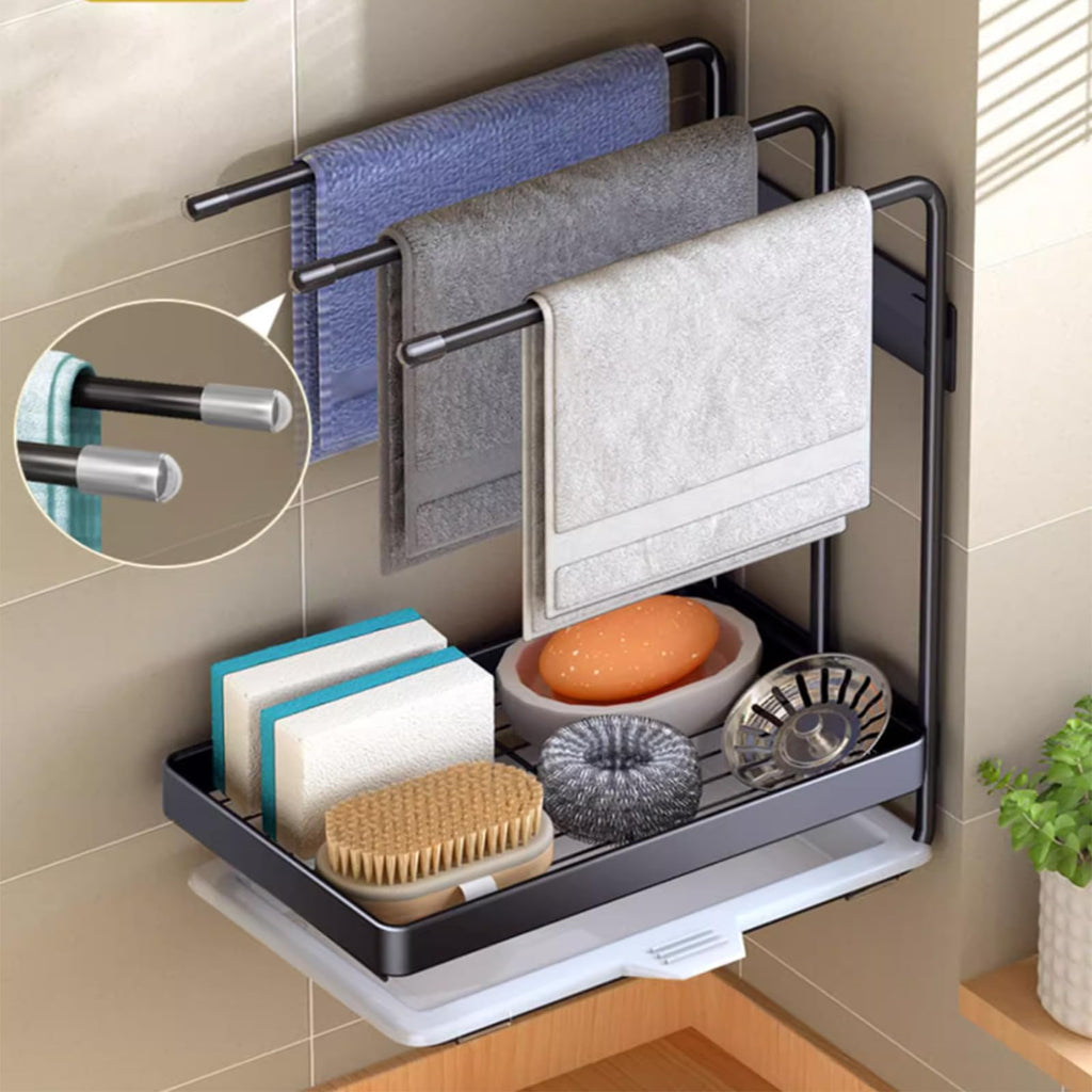 Wall-Mounted Kitchen Sponge & Dish Rack Organizer