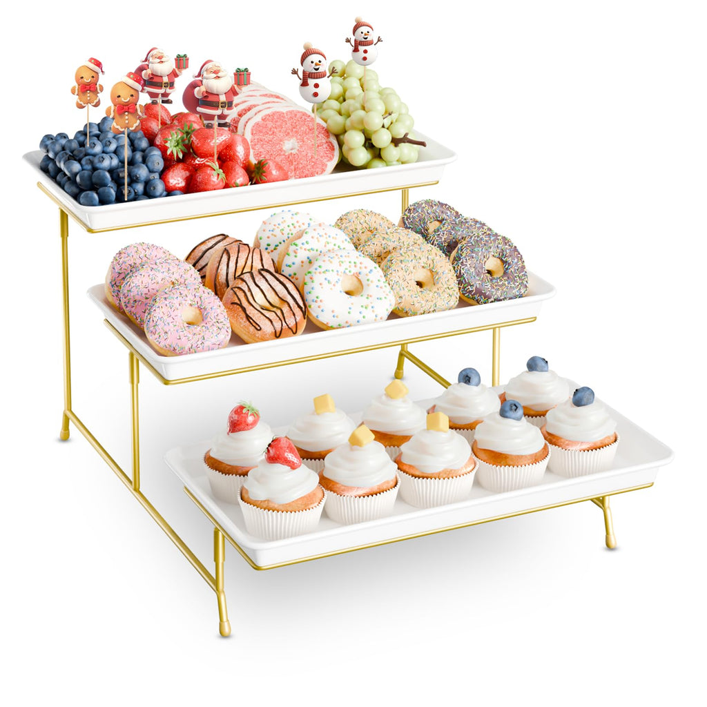 Bumusty 3-Tier Melamine Serving Tray Set