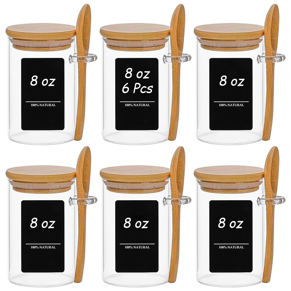12-Piece Glass Spice Jar Set with Bamboo Lids