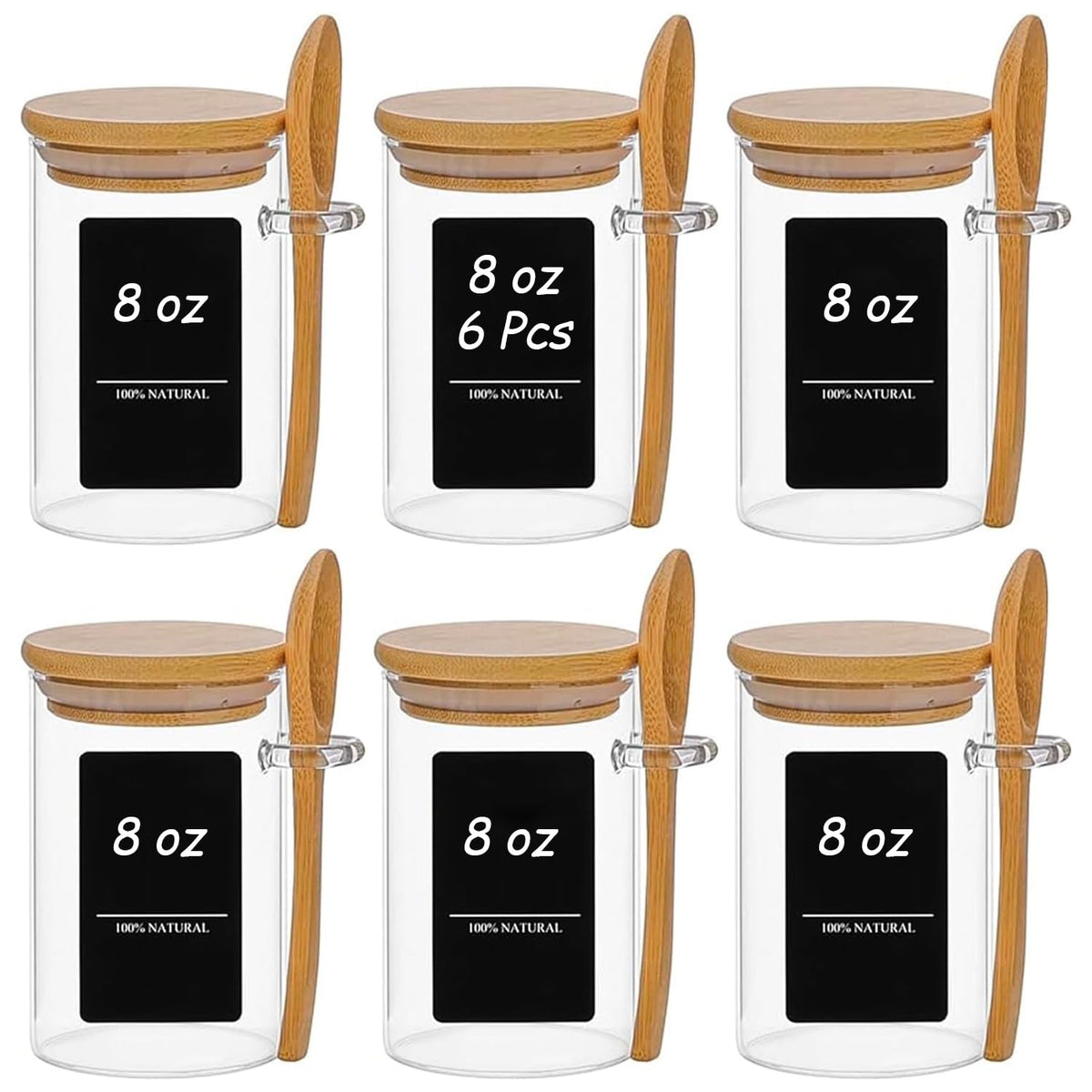 12-Piece Glass Spice Jar Set with Bamboo Lids