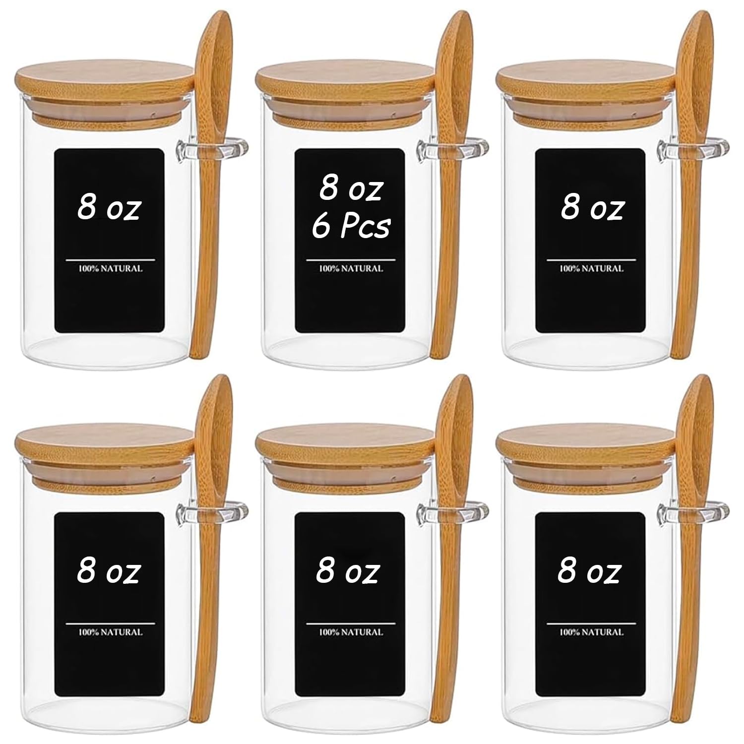 12-Piece Glass Spice Jar Set with Bamboo Lids