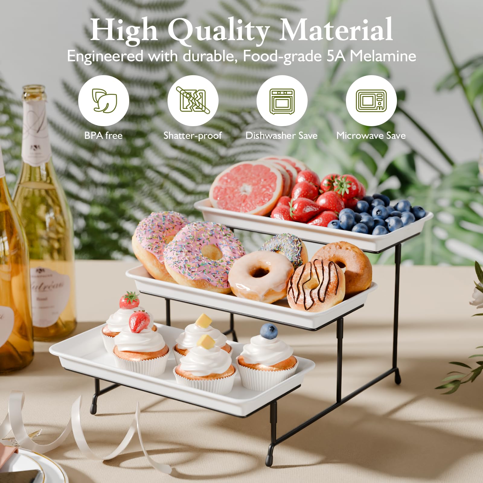 Bumusty 3-Tier Melamine Serving Tray Set
