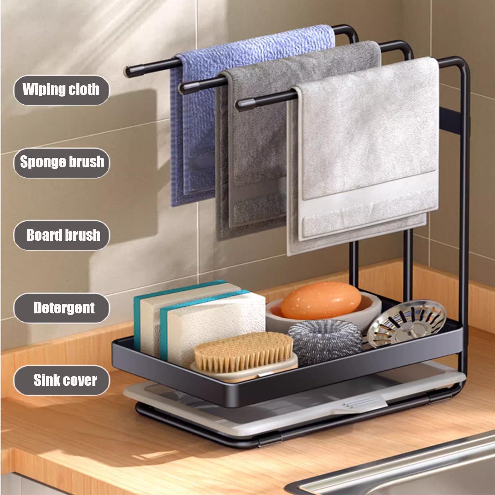 Wall-Mounted Kitchen Sponge & Dish Rack Organizer