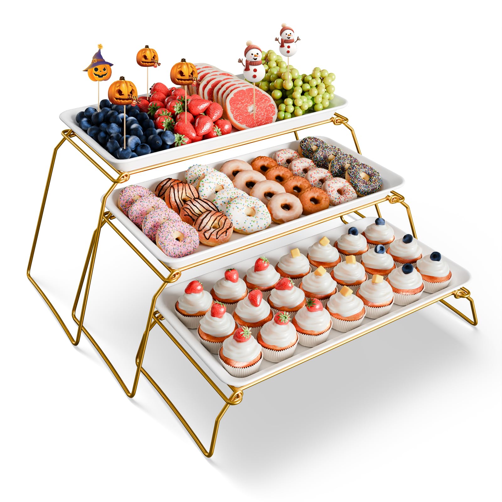Bumusty 3-Tier Melamine Serving Tray Set